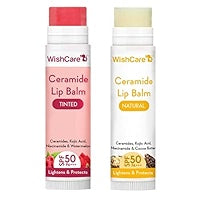 WishCare Tinted & Untinted Ceramide Lip Balm for Dark Lips with SPF 50 & Kojic Acid (5gm + 5gm),Assorted