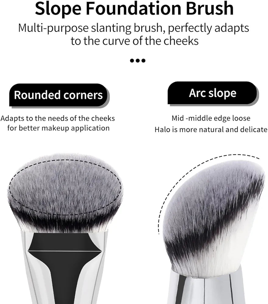 Maange Single Silver Flathead Foundation makeup brush with box