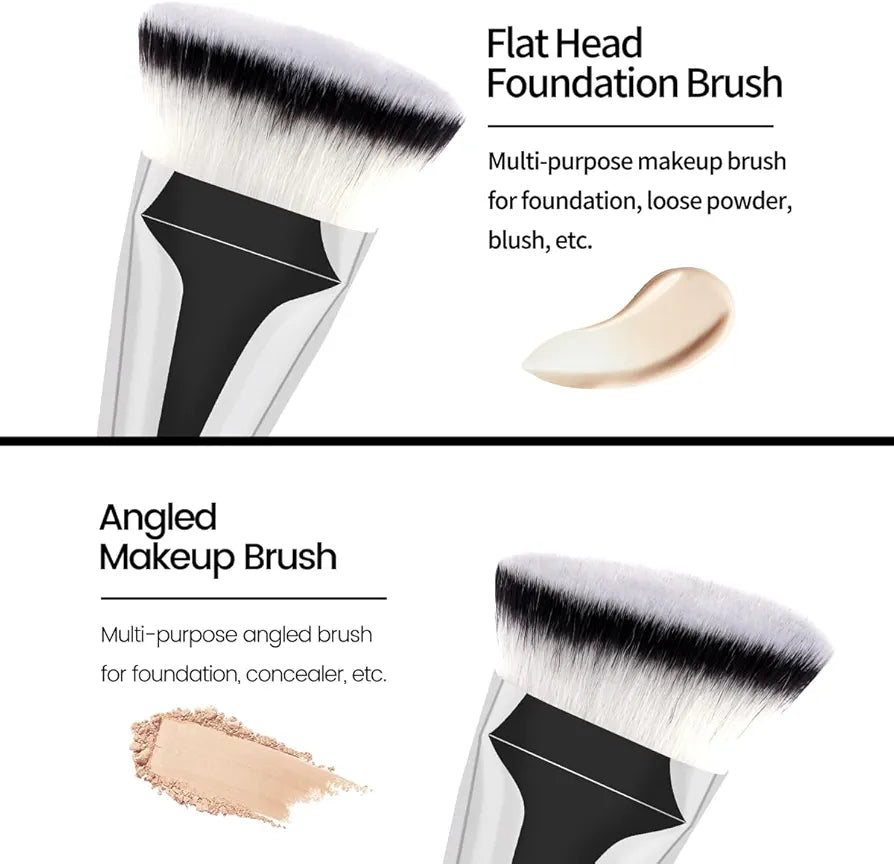 Maange Single Silver Flathead Foundation makeup brush with box