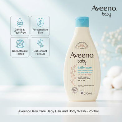 Aveeno Daily Care Baby Hair and Body Wash for sensitive skin - 250ml -