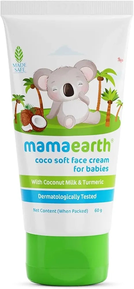 MAMAEARTH Coco Soft Face Cream for Babies with Coconut Milk & Turmeric 2.12 Oz (60g)