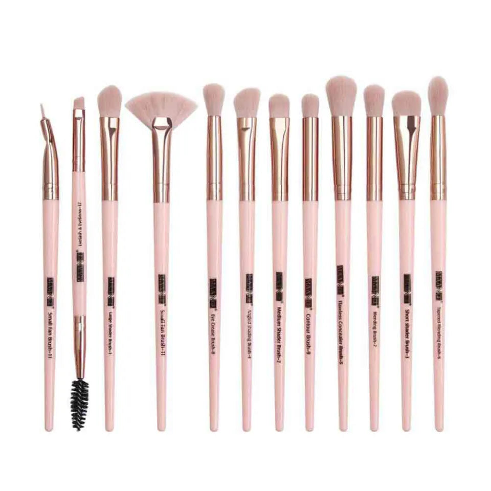 Maange 12 Pieces Eye Brush Set – Pink