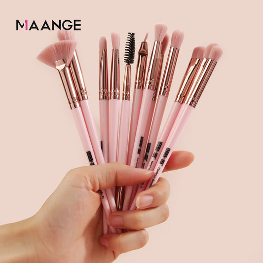 Maange 12 Pieces Eye Brush Set – Pink
