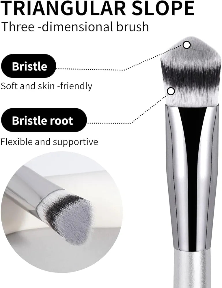 Maange Single Silver Flathead Foundation makeup brush with box