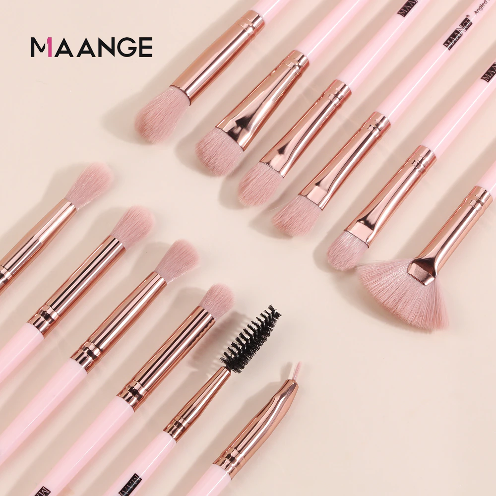 Maange 12 Pieces Eye Brush Set – Pink