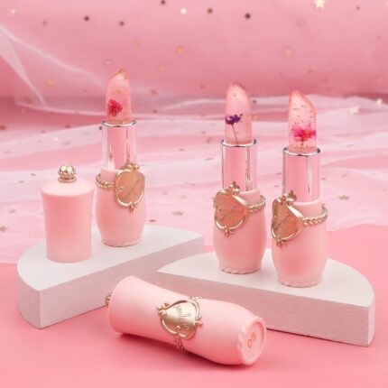 Emaymei Jelly Crystal Lipstick Flower Temperature Color Changing Lip Gloss Transparent Long Lasting Lipstick Moisturizer Makeup